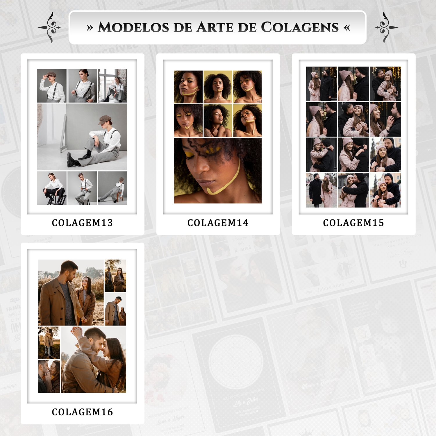 Artes para Quadros Colagens Decorativas 15 Arquivos Editáveis Photoshop ou Canva 4