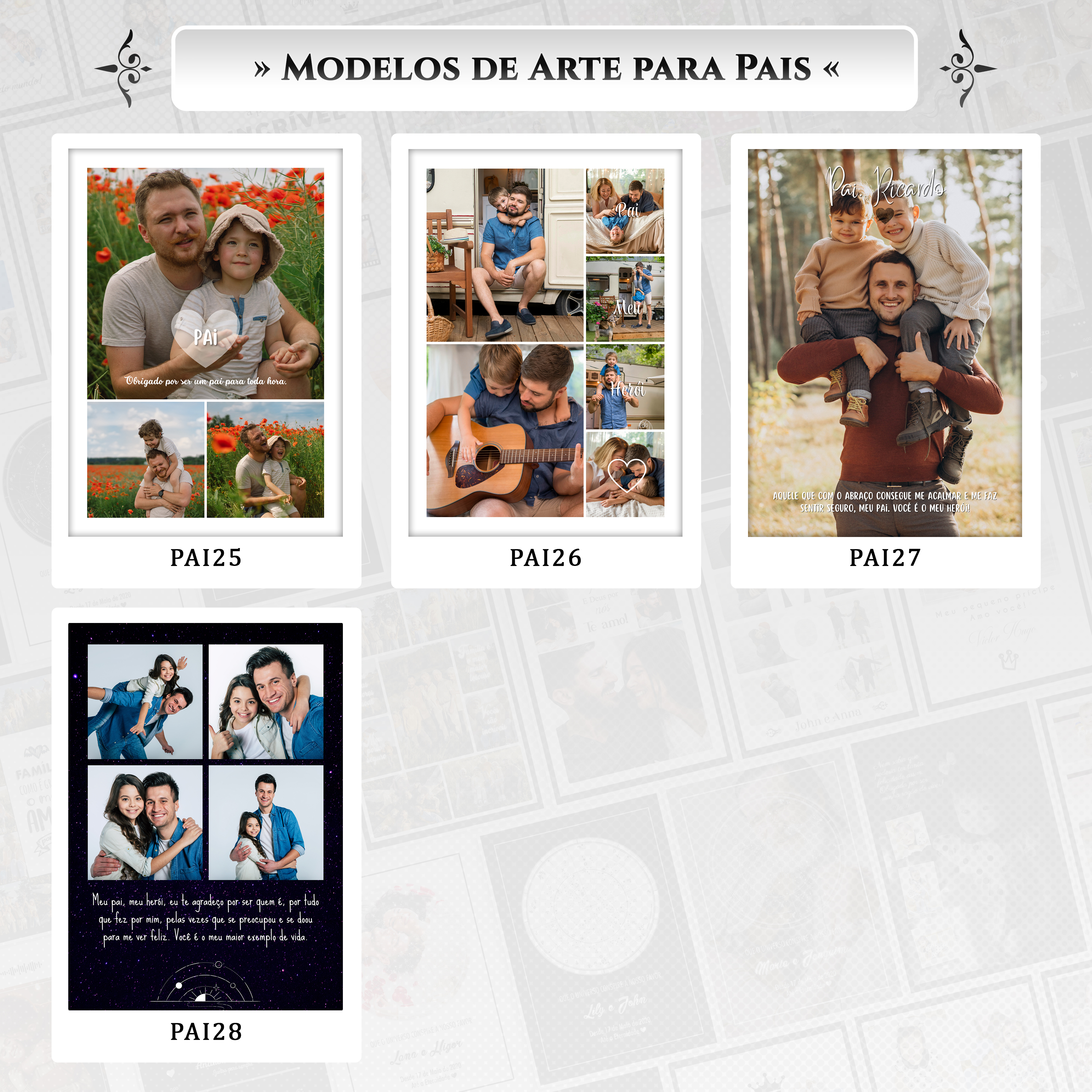 Artes para Quadros Dia dos Pais 22 Arquivos Editáveis Photoshop ou Canva 8