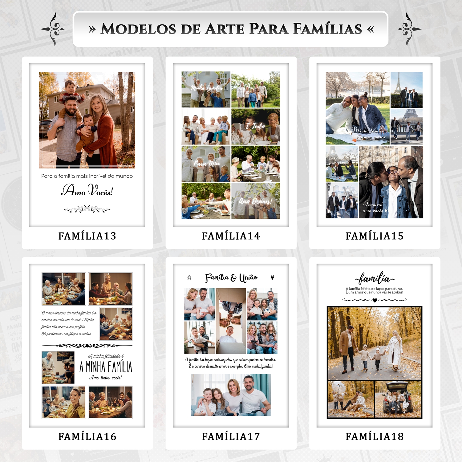 Artes para Quadros Família 24 Arquivos Editáveis Photoshop ou Canva 6