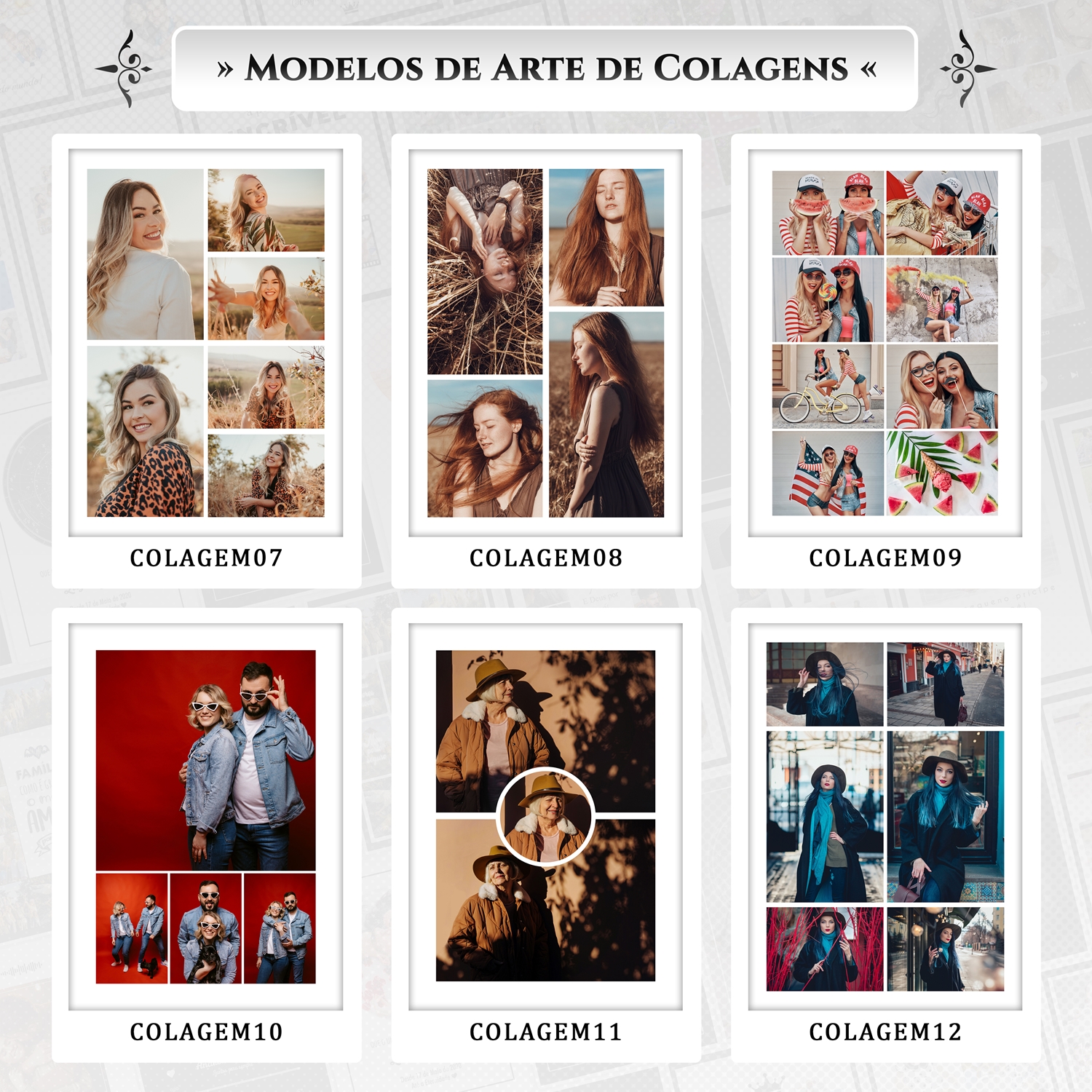 Artes para Quadros Colagens Decorativas 15 Arquivos Editáveis Photoshop ou Canva 5