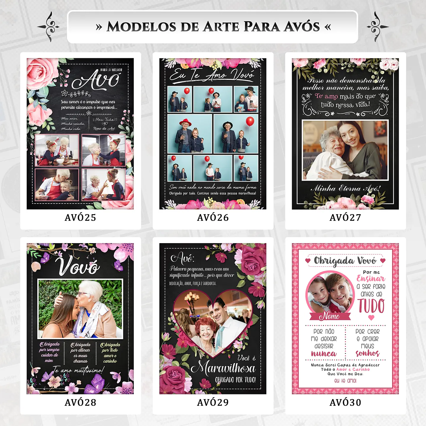 Artes para Quadros Avós 31 Arquivos Editáveis Photoshop ou Canva 4