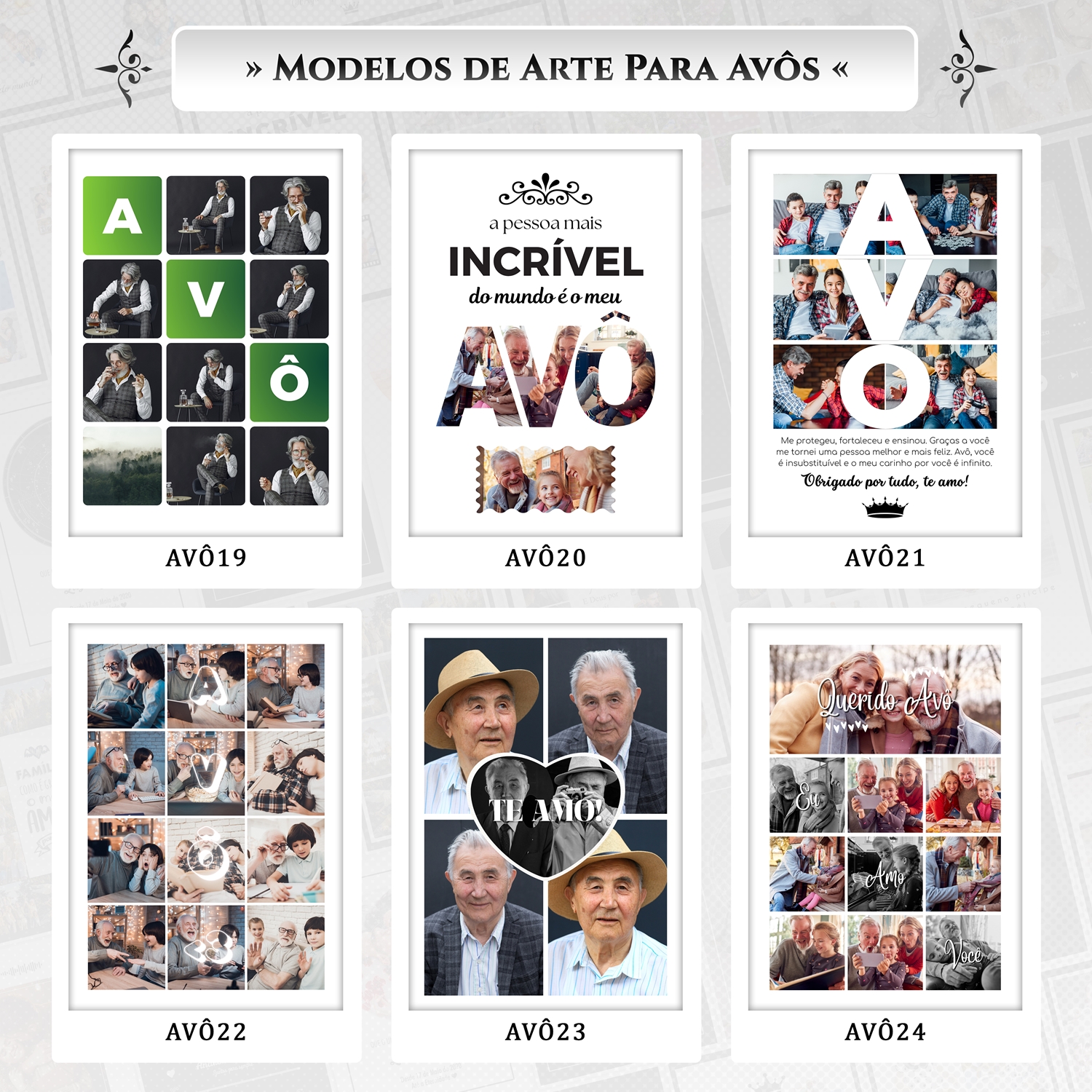 Artes para Quadros Avôs 22 Arquivos Editáveis Photoshop ou Canva 3