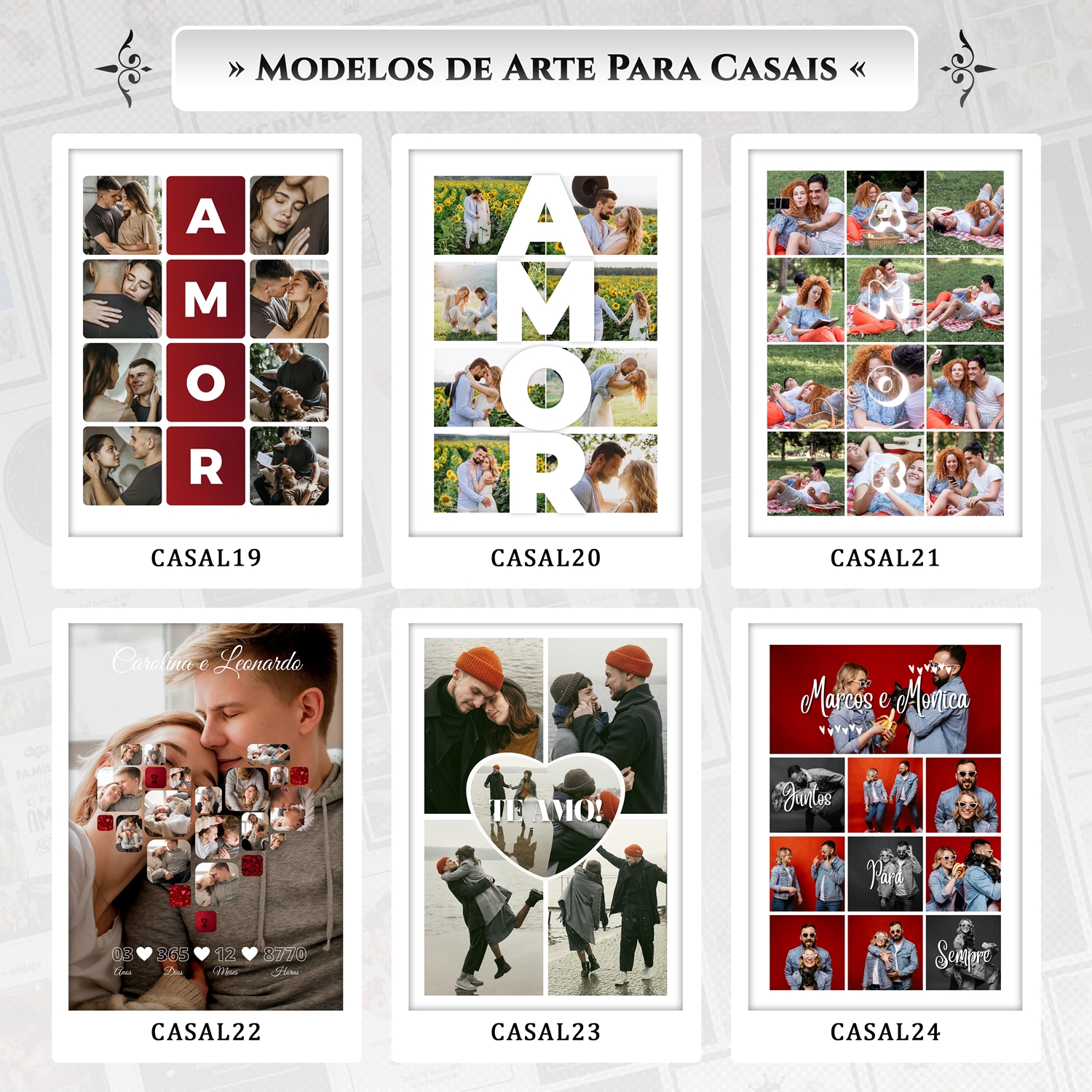 Artes para Quadros Casal Casamento Namorados 22 Arquivos Editáveis Photoshop ou Canva 5