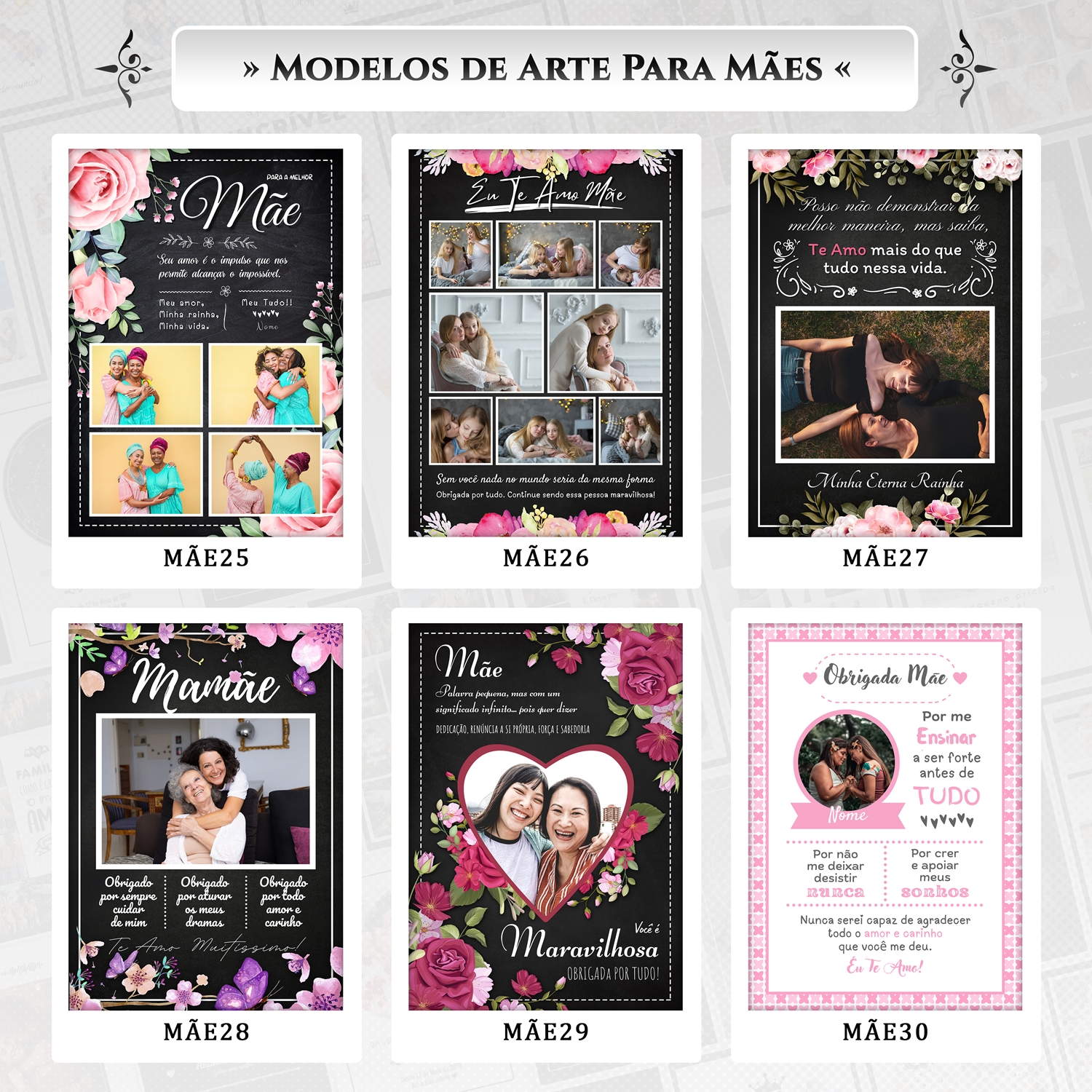 Artes para Quadros Mães 31 Arquivos Editáveis Photoshop ou Canva 7