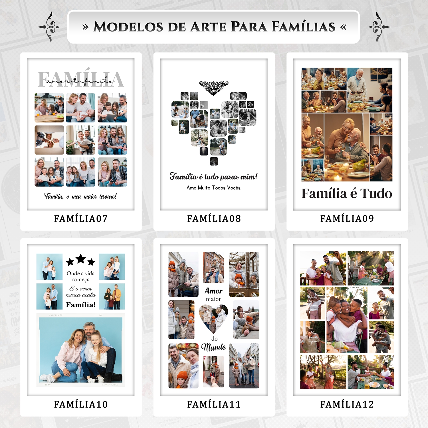 Artes para Quadros Família 24 Arquivos Editáveis Photoshop ou Canva 7