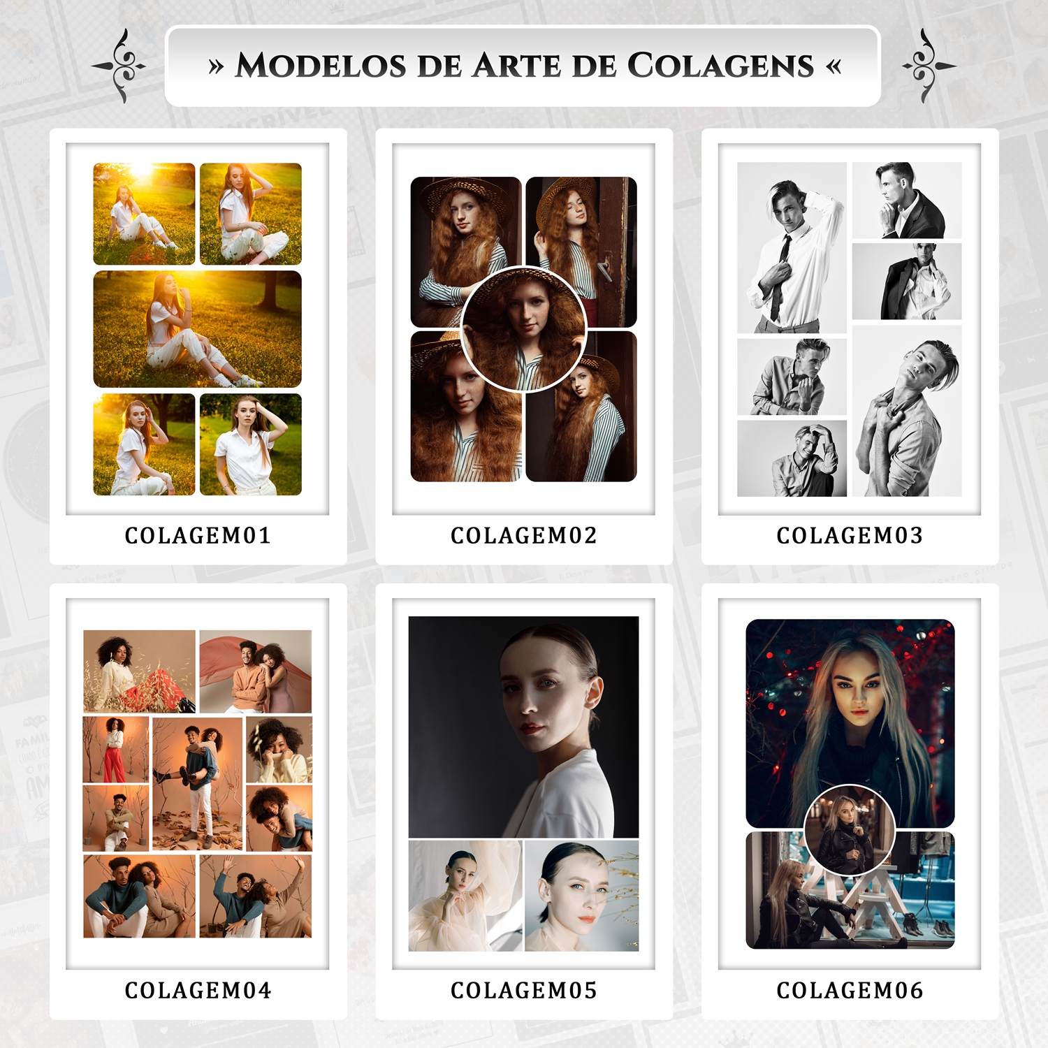 Artes para Quadros Colagens Decorativas 15 Arquivos Editáveis Photoshop ou Canva 6