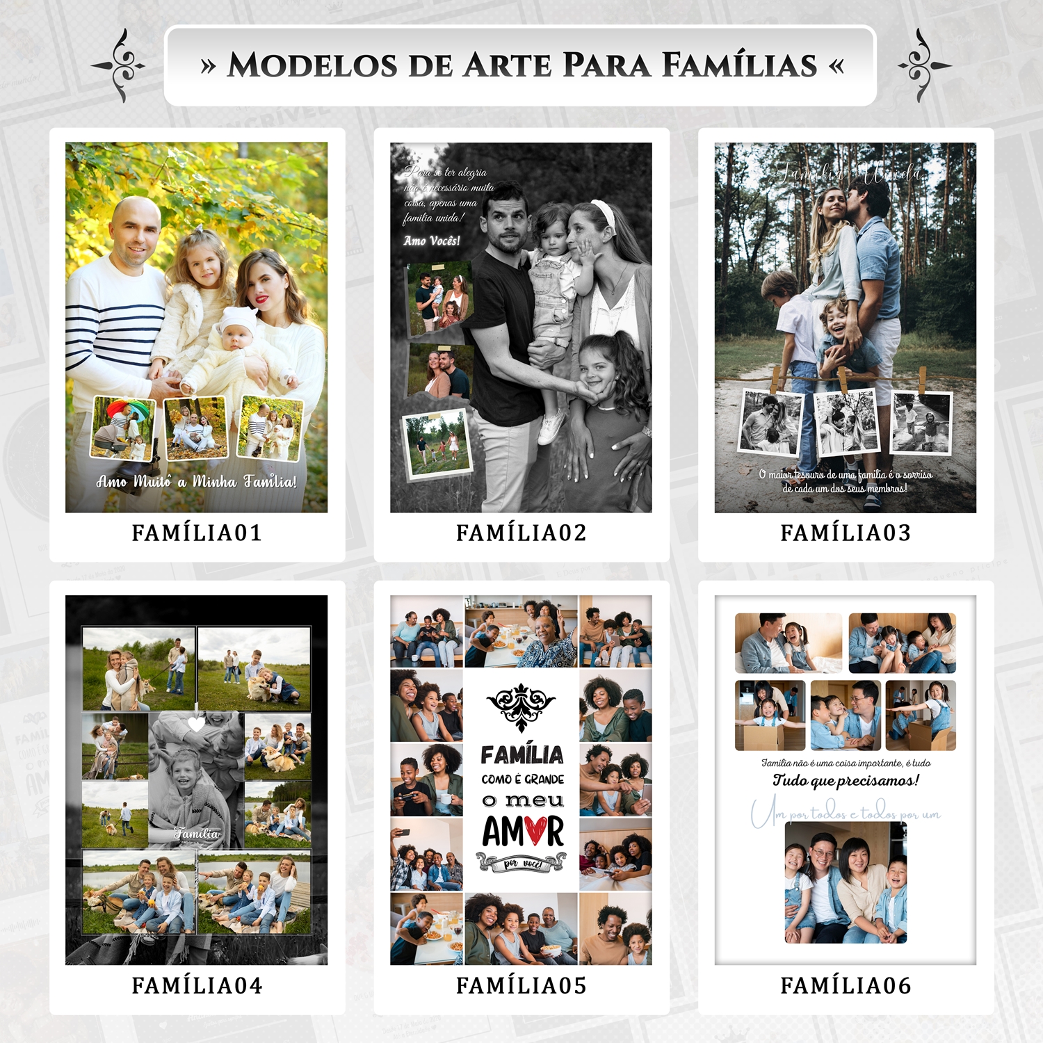 Artes para Quadros Família 24 Arquivos Editáveis Photoshop ou Canva 8