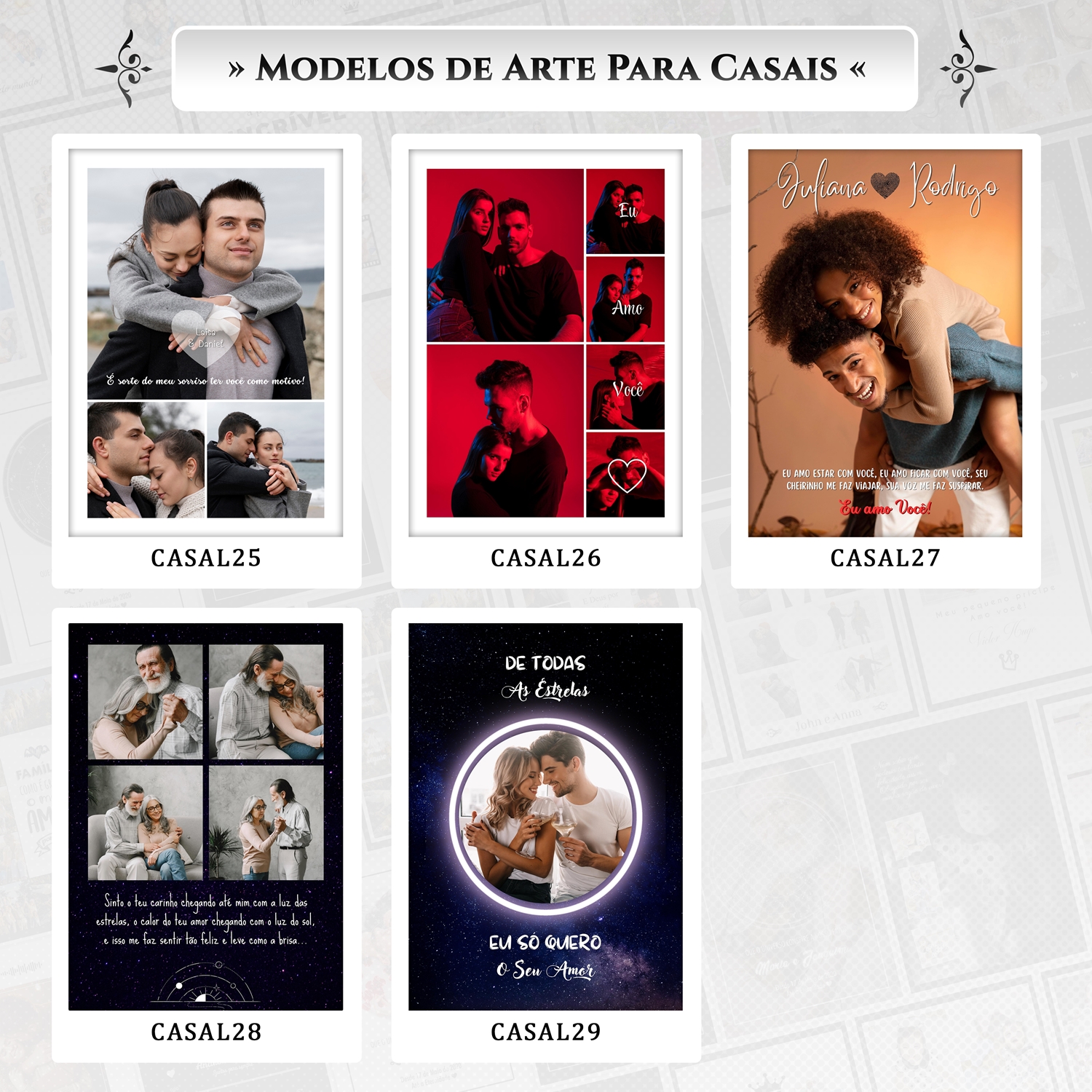Artes para Quadros Casal Casamento Namorados 22 Arquivos Editáveis Photoshop ou Canva 7