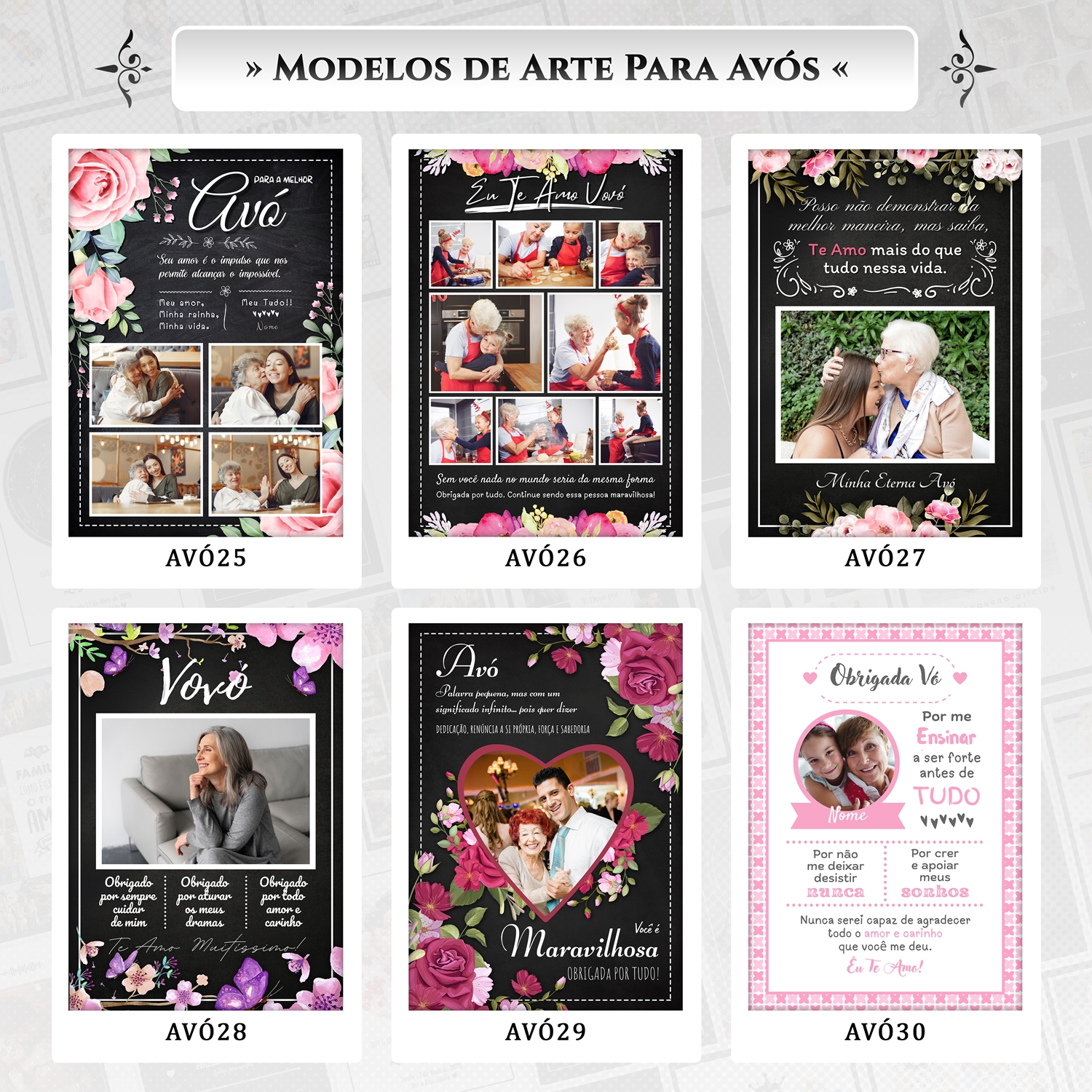 Artes para Quadros Avós 31 Arquivos Editáveis Photoshop ou Canva 6