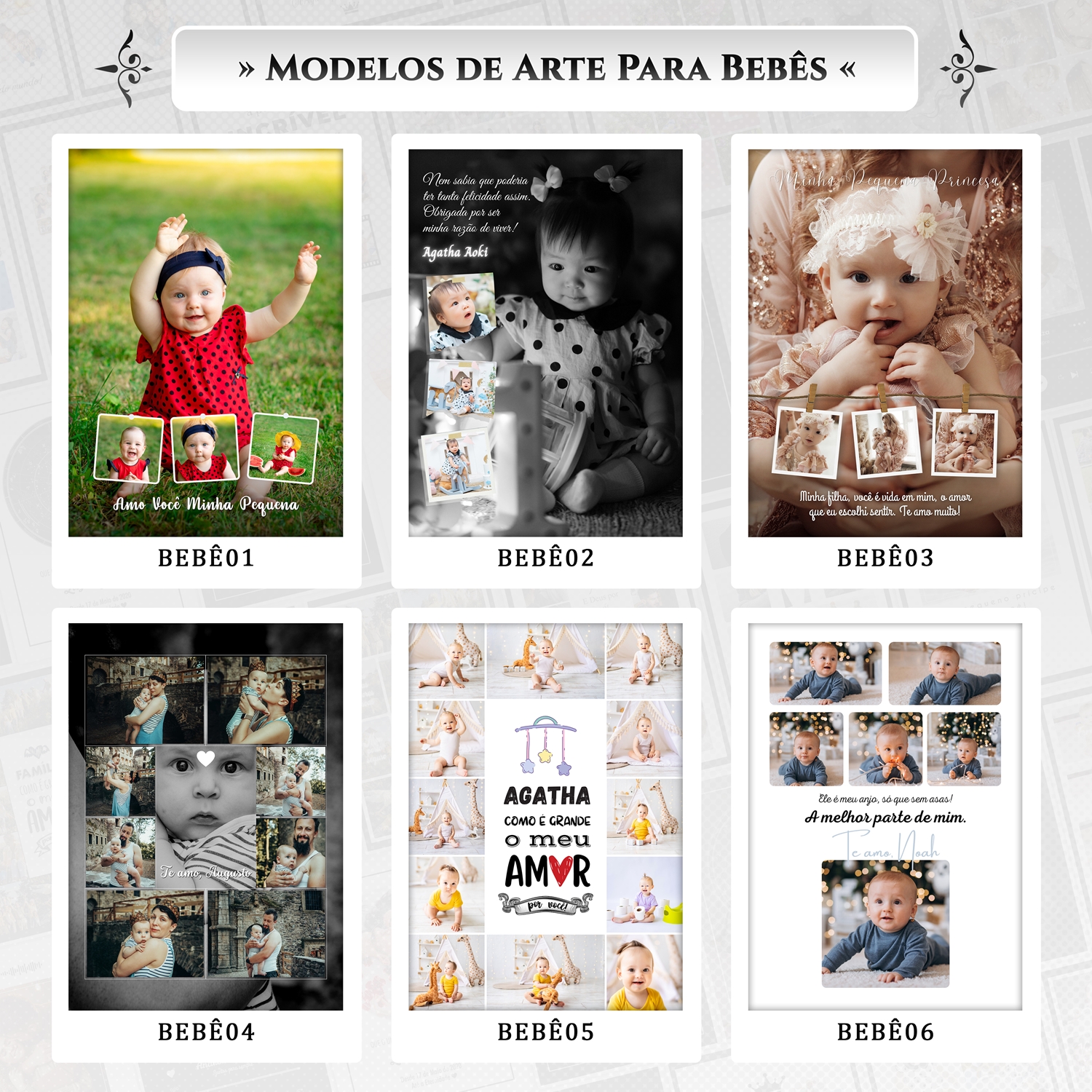 Artes para Quadros Bebês Infantil 24 Arquivos Editáveis Photoshop ou Canva 7