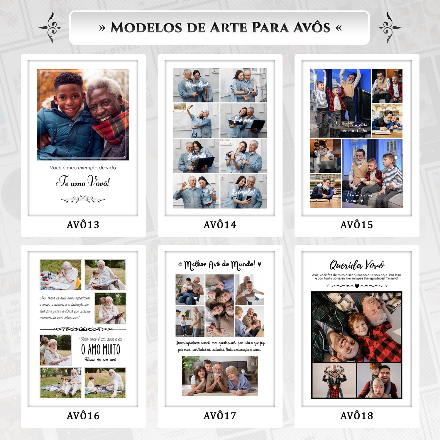 Artes para Quadros Avôs 22 Arquivos Editáveis Photoshop ou Canva 5