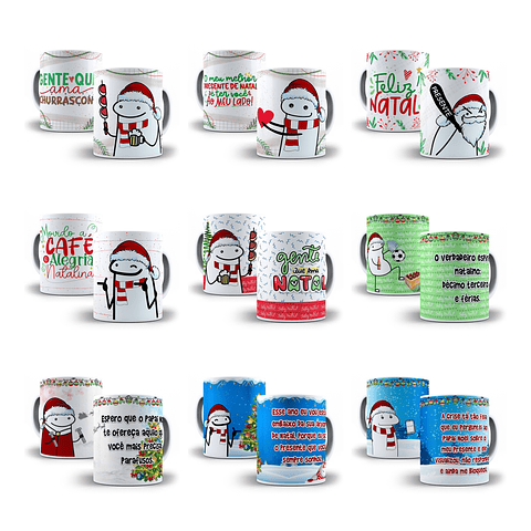 54 Artes para Caneca Flork Natal Arquivos Sublimação Png