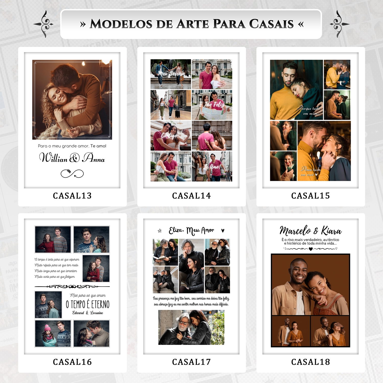 Artes para Quadros Casal Casamento Namorados 22 Arquivos Editáveis Photoshop ou Canva 8