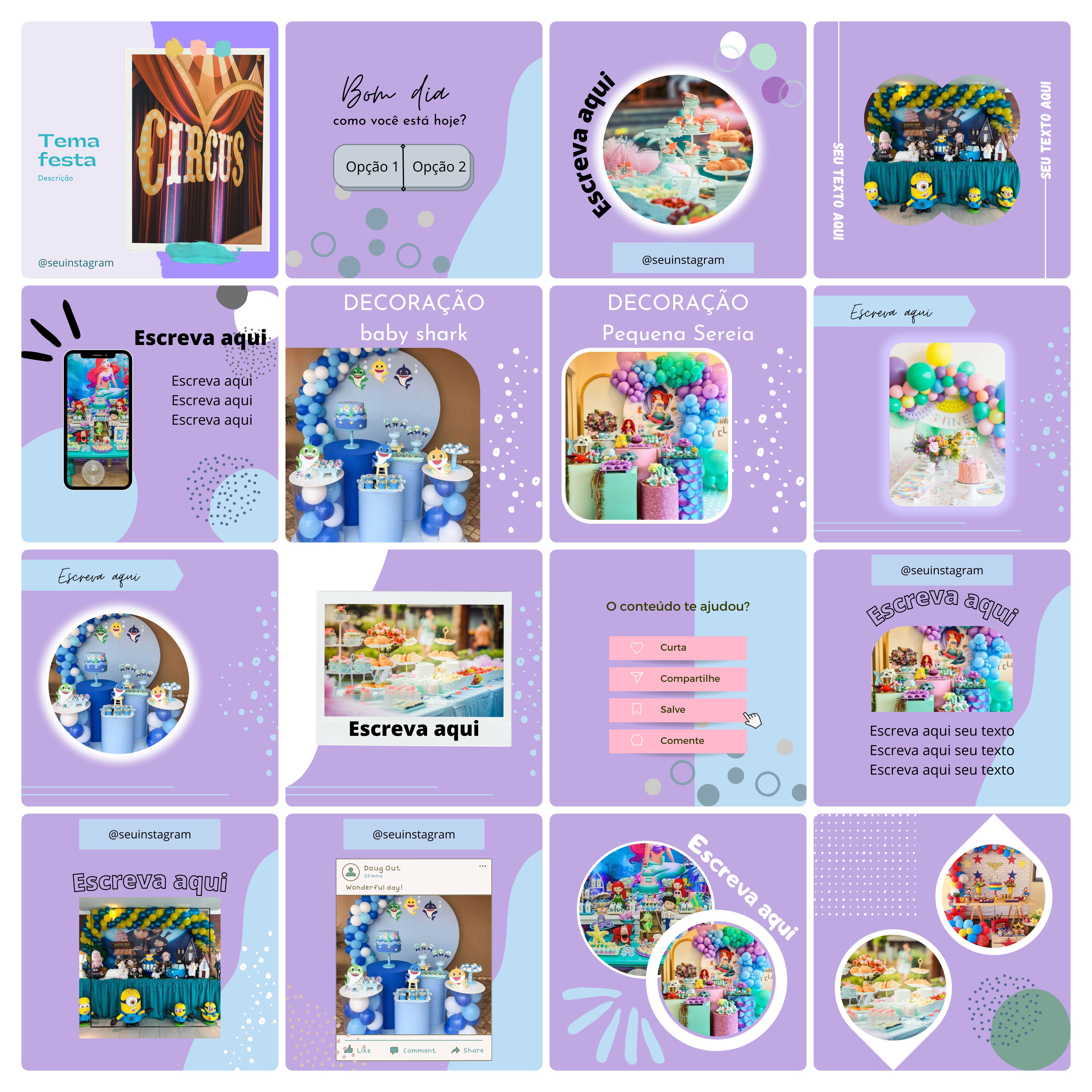 Pack Canva Decoração de Festas Templates Editável 65 Artes + Bônus
