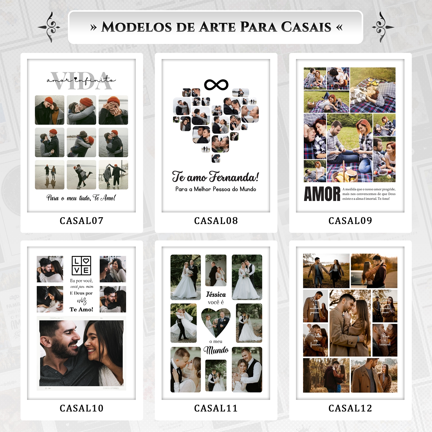 Artes para Quadros Casal Casamento Namorados 22 Arquivos Editáveis Photoshop ou Canva 9