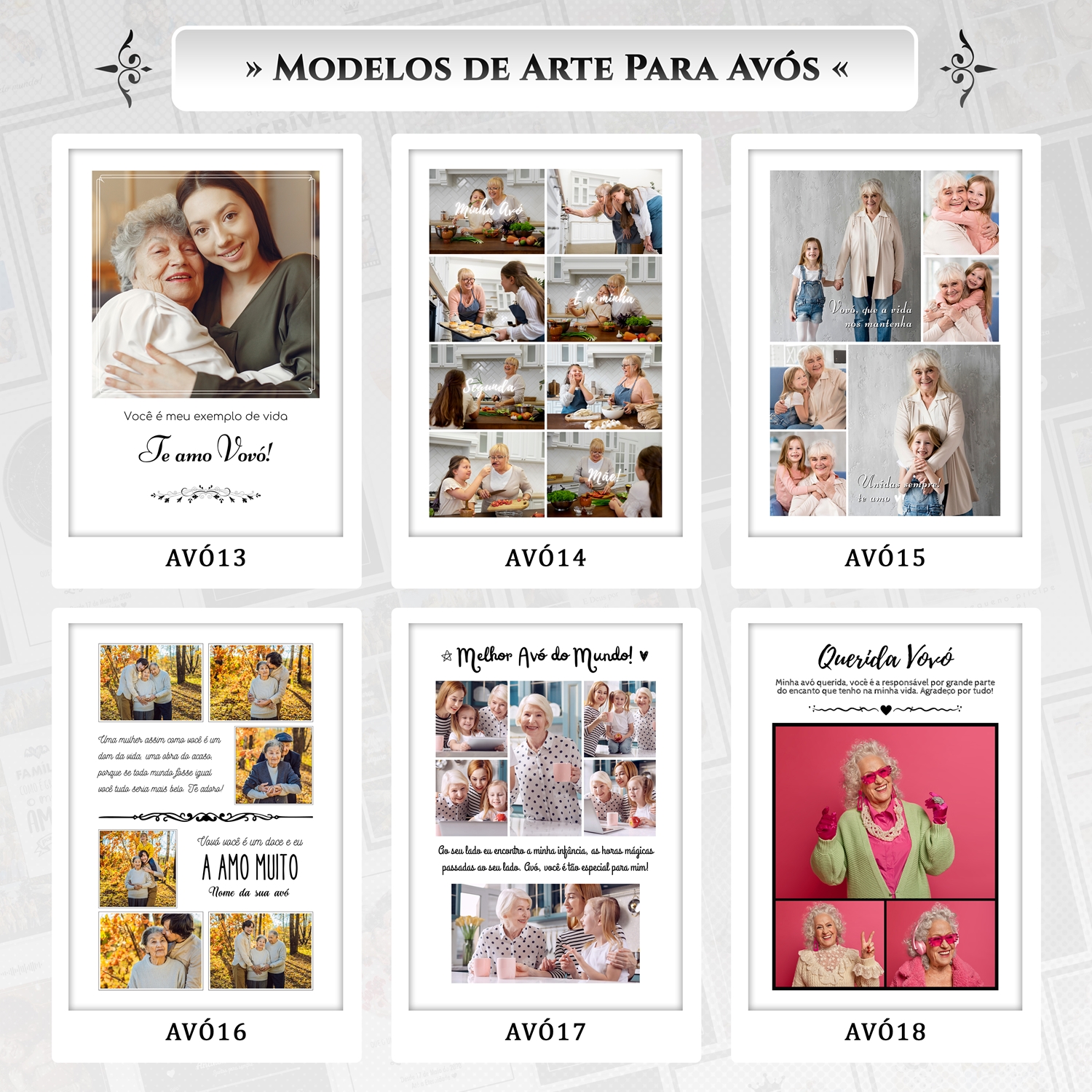 Artes para Quadros Avós 31 Arquivos Editáveis Photoshop ou Canva 8