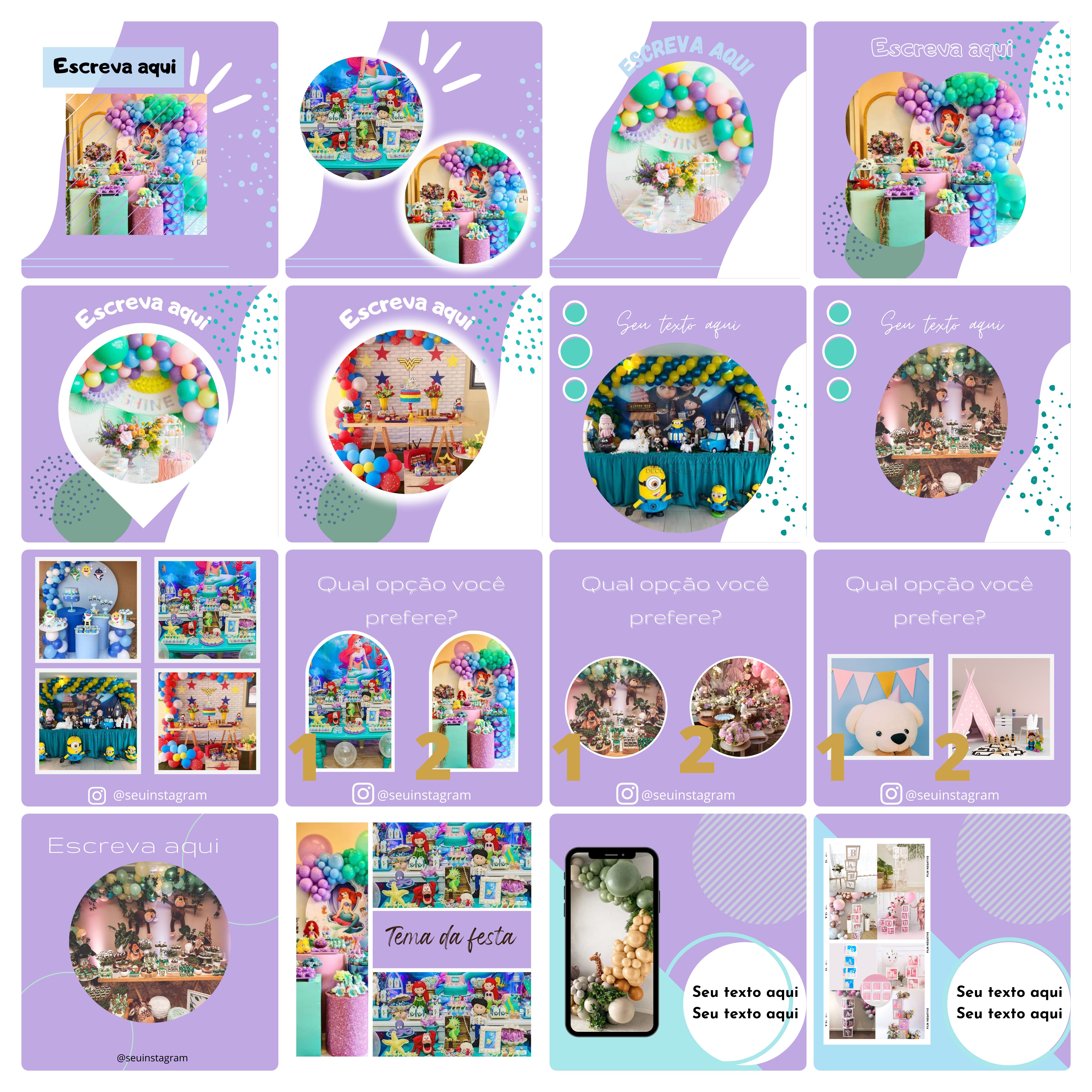 Pack Canva Decoração de Festas Templates Editável 65 Artes + Bônus 2