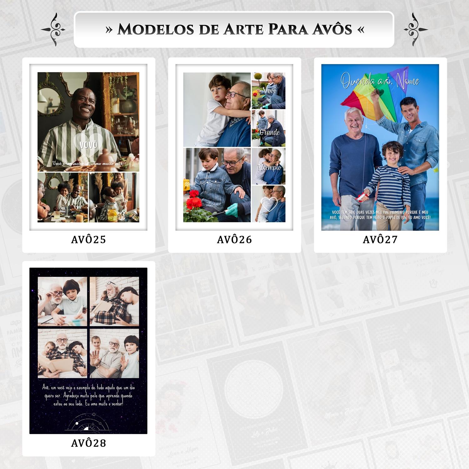 Artes para Quadros Avôs 22 Arquivos Editáveis Photoshop ou Canva 7