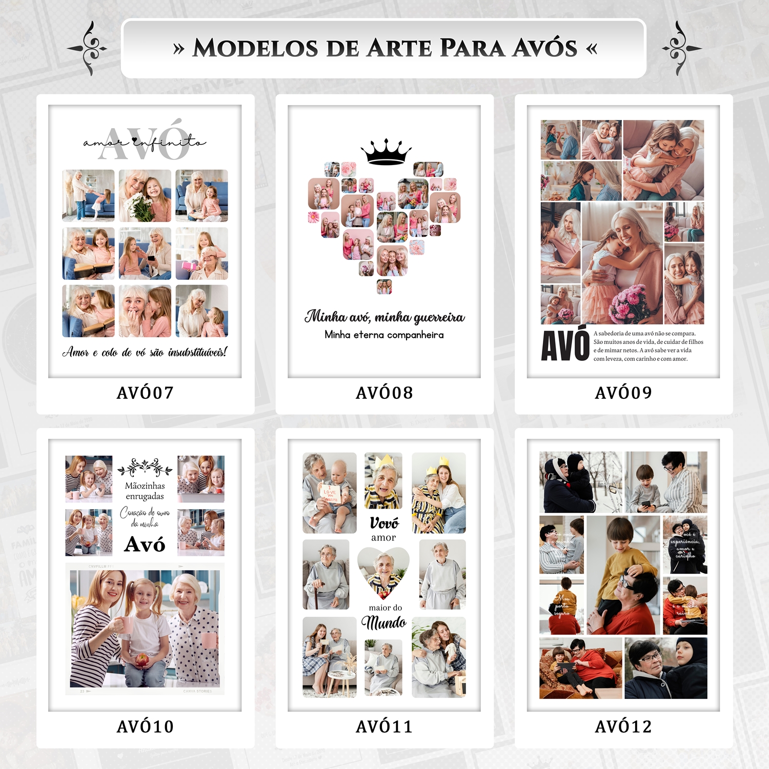 Artes para Quadros Avós 31 Arquivos Editáveis Photoshop ou Canva 9
