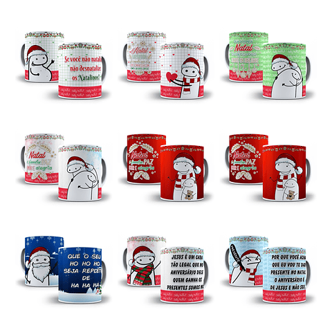 54 Artes para Caneca Flork Natal Arquivos Sublimação Png