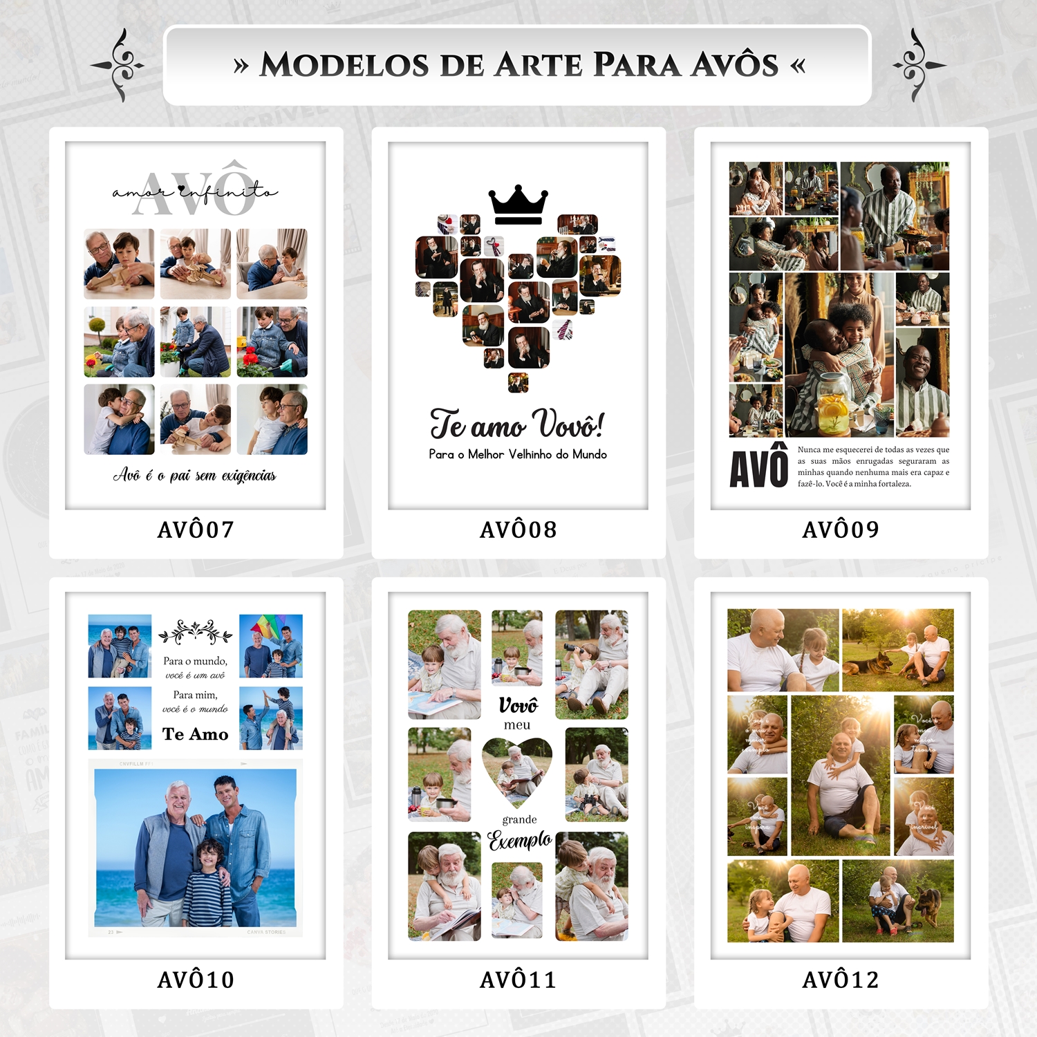 Artes para Quadros Avôs 22 Arquivos Editáveis Photoshop ou Canva 8