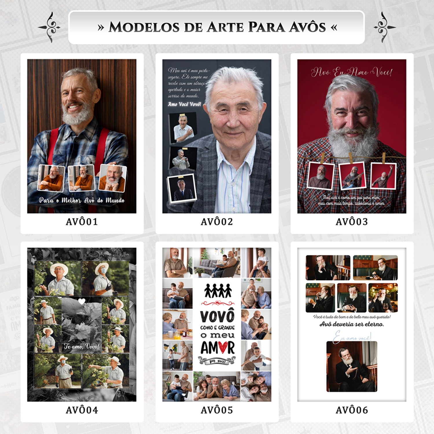 Artes para Quadros Avôs 22 Arquivos Editáveis Photoshop ou Canva 9