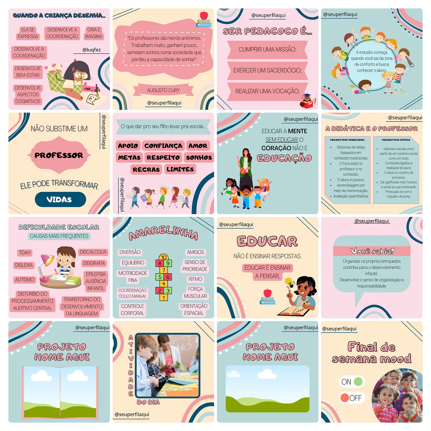 Pack Canva Pedagoga Templates Editável 100 Artes + Bônus 3