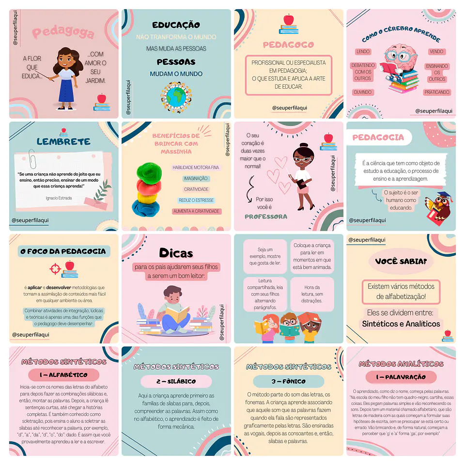 Pack Canva Pedagoga Templates Editável 100 Artes + Bônus 6