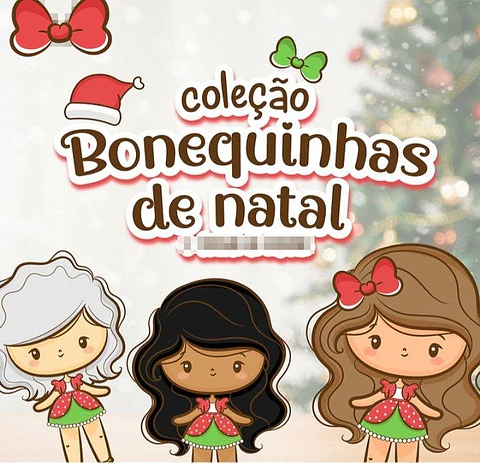 Kit Digital Coleção Bonequinhas Natal Natalina 33 Arquivos Png