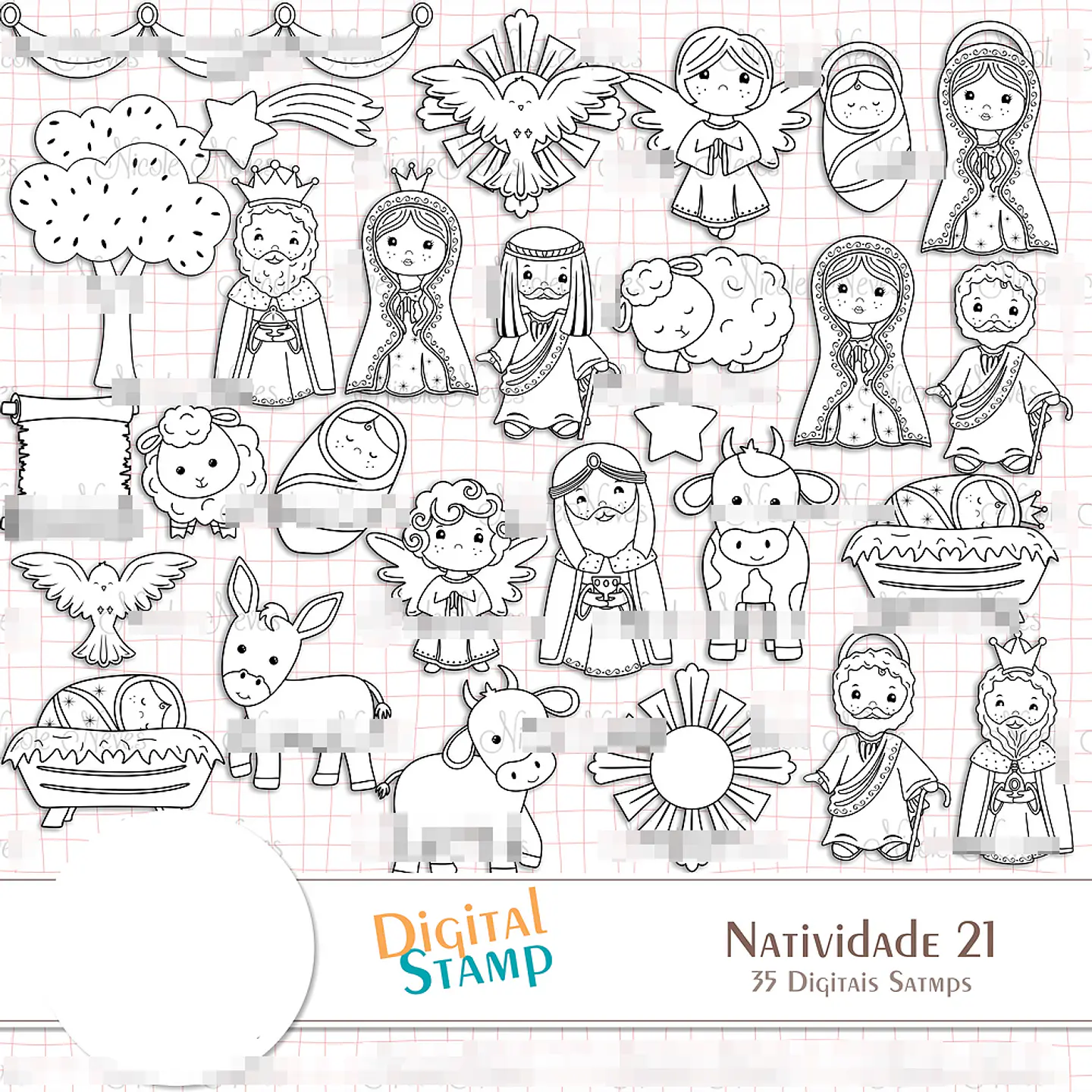 Kit Digital Combo Presépio de Natal Natalino sem fundo Png 1