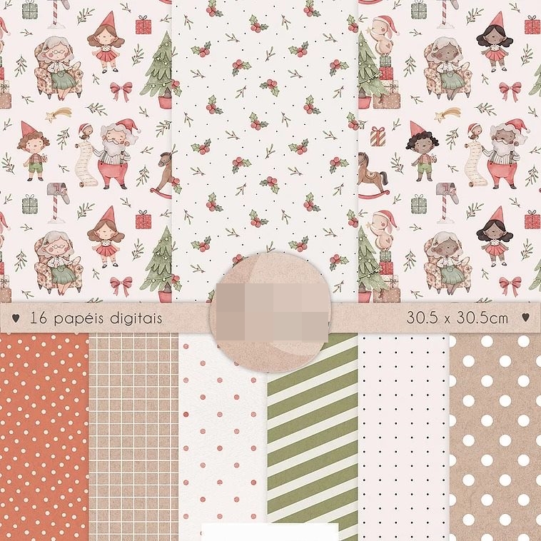 Kit Digital Feliz Natal Aquarelado sem fundo Png 2