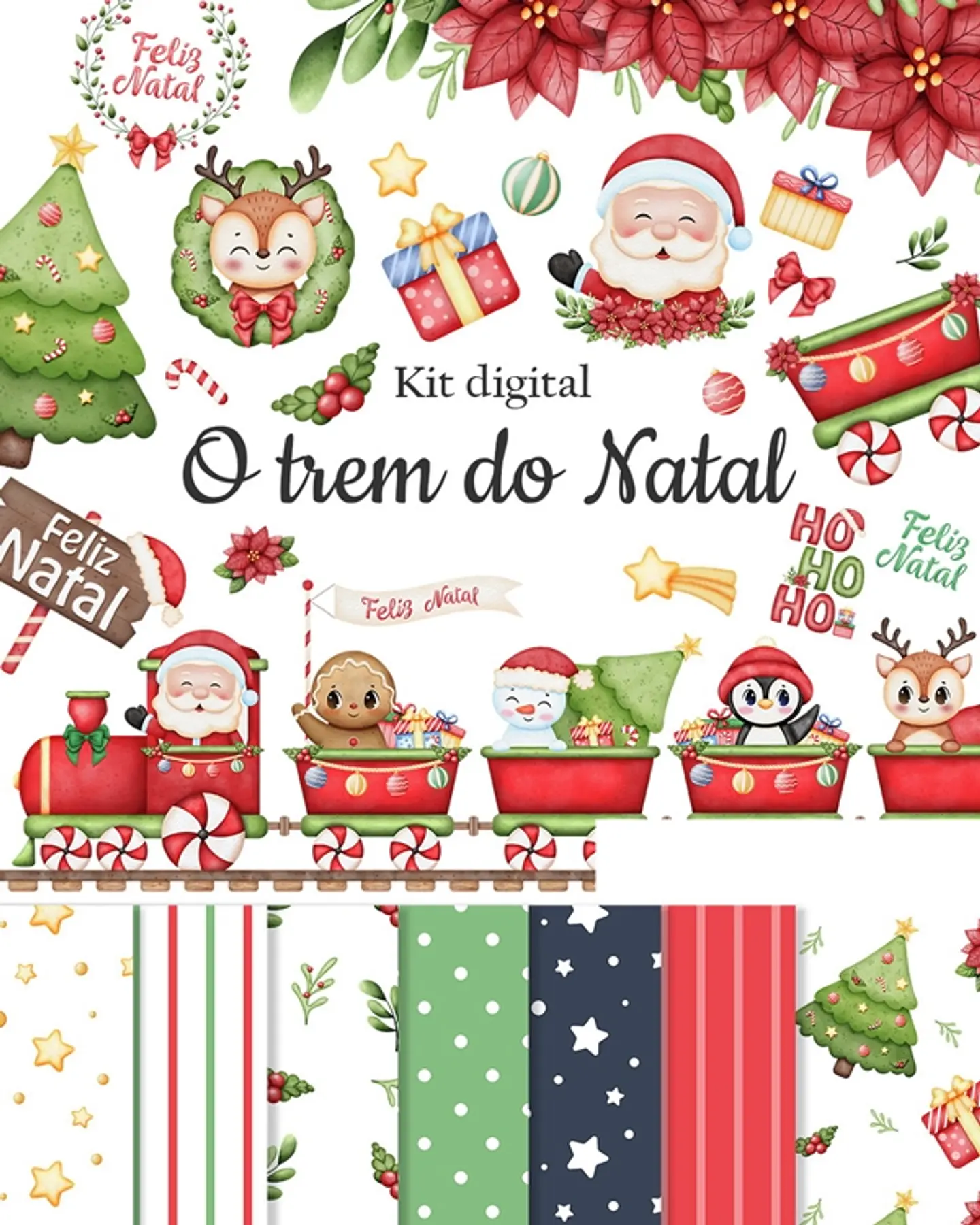 Kit Digital Natal Natalino 2.0 Trenzinho Arquivos Sem Fundo Png 1