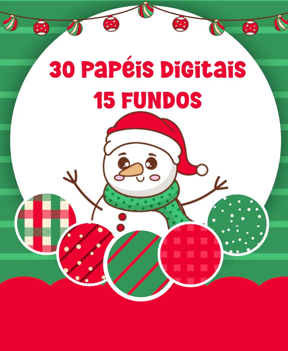 Kit Digital Natal Verde e Vermelho Papai Noel Arquivos Sem Fundo Png 4