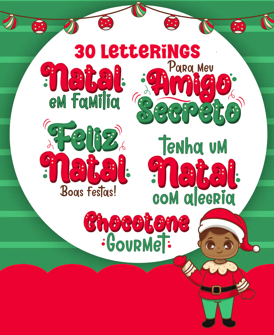 Kit Digital Natal Verde e Vermelho Papai Noel Arquivos Sem Fundo Png 5