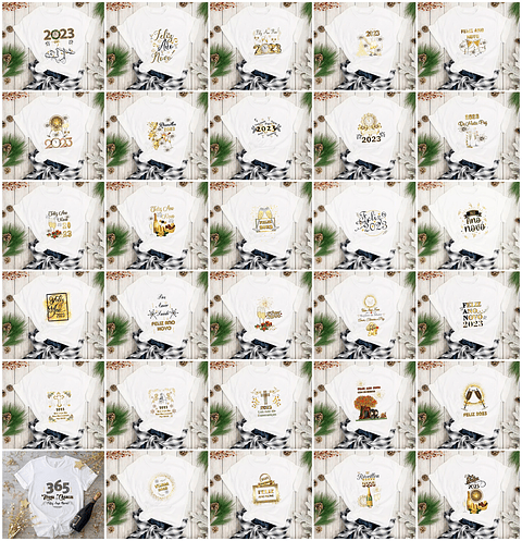 236 Artes Camisa Ano Novo 2023 Sublimação em Corel Draw + Jpg  