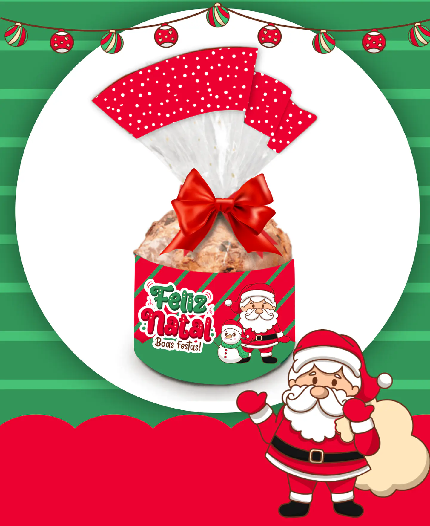 Kit Digital Natal Verde e Vermelho Papai Noel Arquivos Sem Fundo Png 7