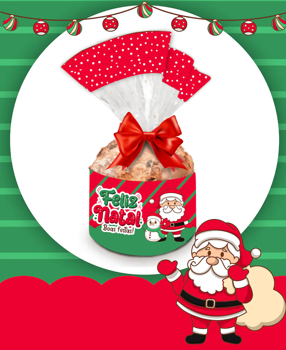 Kit Digital Natal Verde e Vermelho Papai Noel Arquivos Sem Fundo Png 7