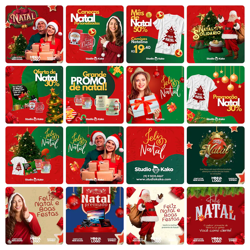 Pack Canva Natal Templates Editável 108 Artes + Bônus 2