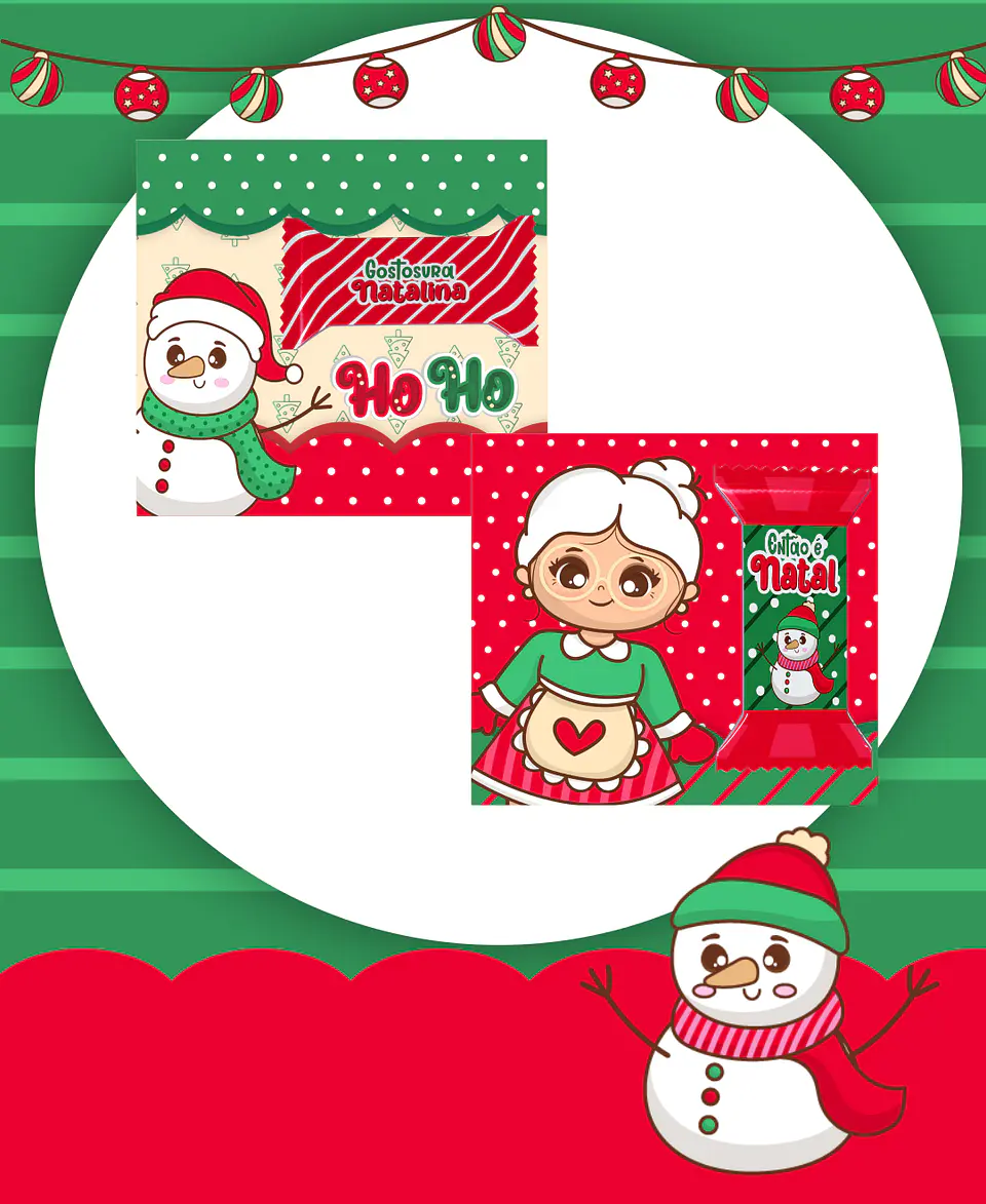 Kit Digital Natal Verde e Vermelho Papai Noel Arquivos Sem Fundo Png 11