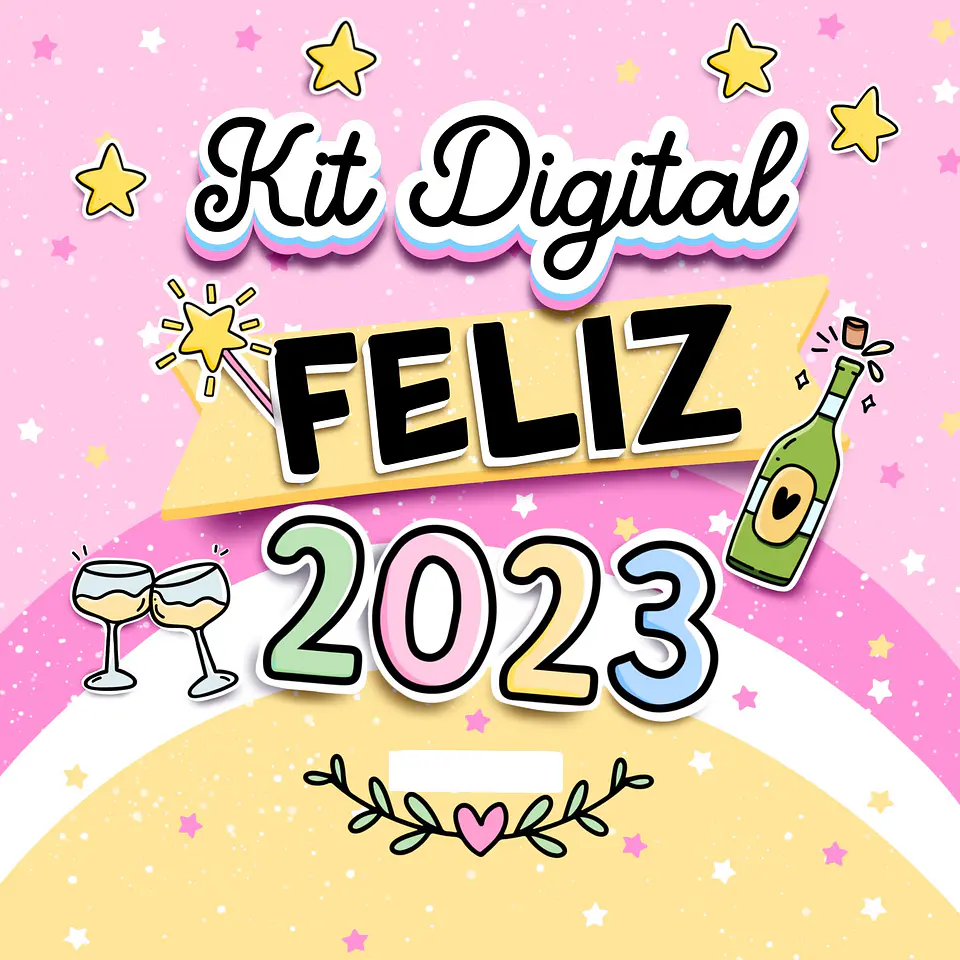 Kit Digital Feliz Ano Novo Flork  2023  Arquivos sem fundo Png  1
