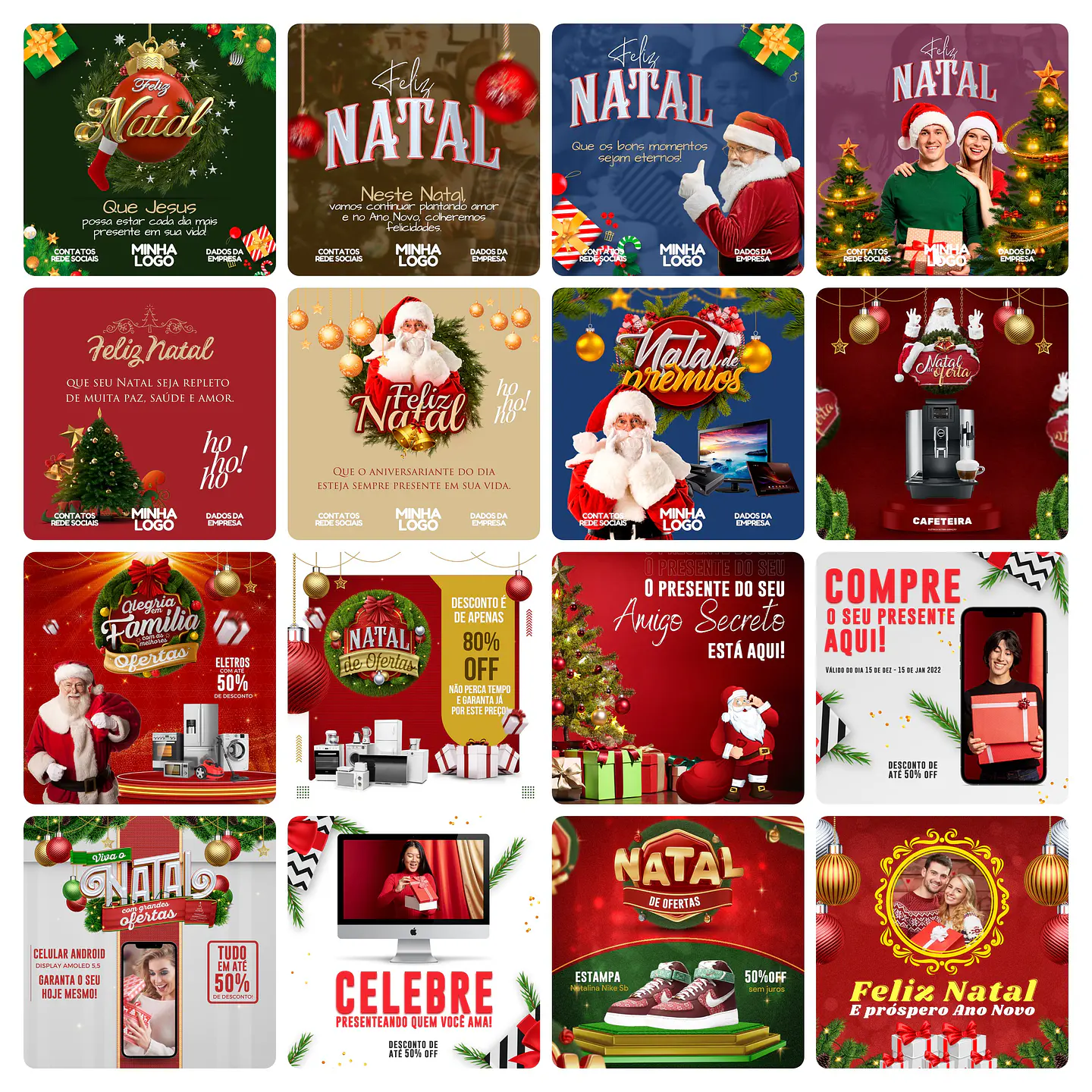 Pack Canva Natal Templates Editável 108 Artes + Bônus 4