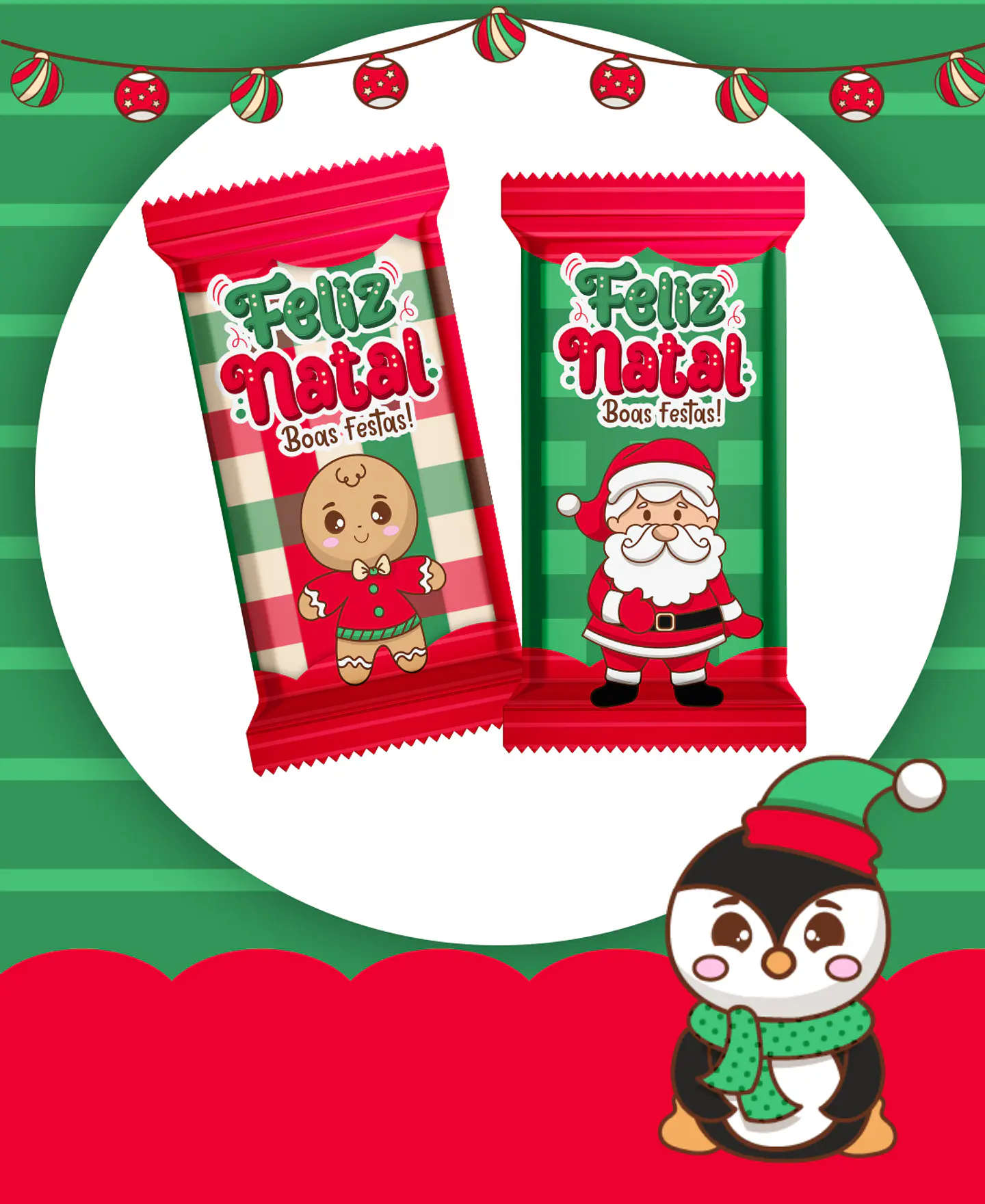 Kit Digital Natal Verde e Vermelho Papai Noel Arquivos Sem Fundo Png 13