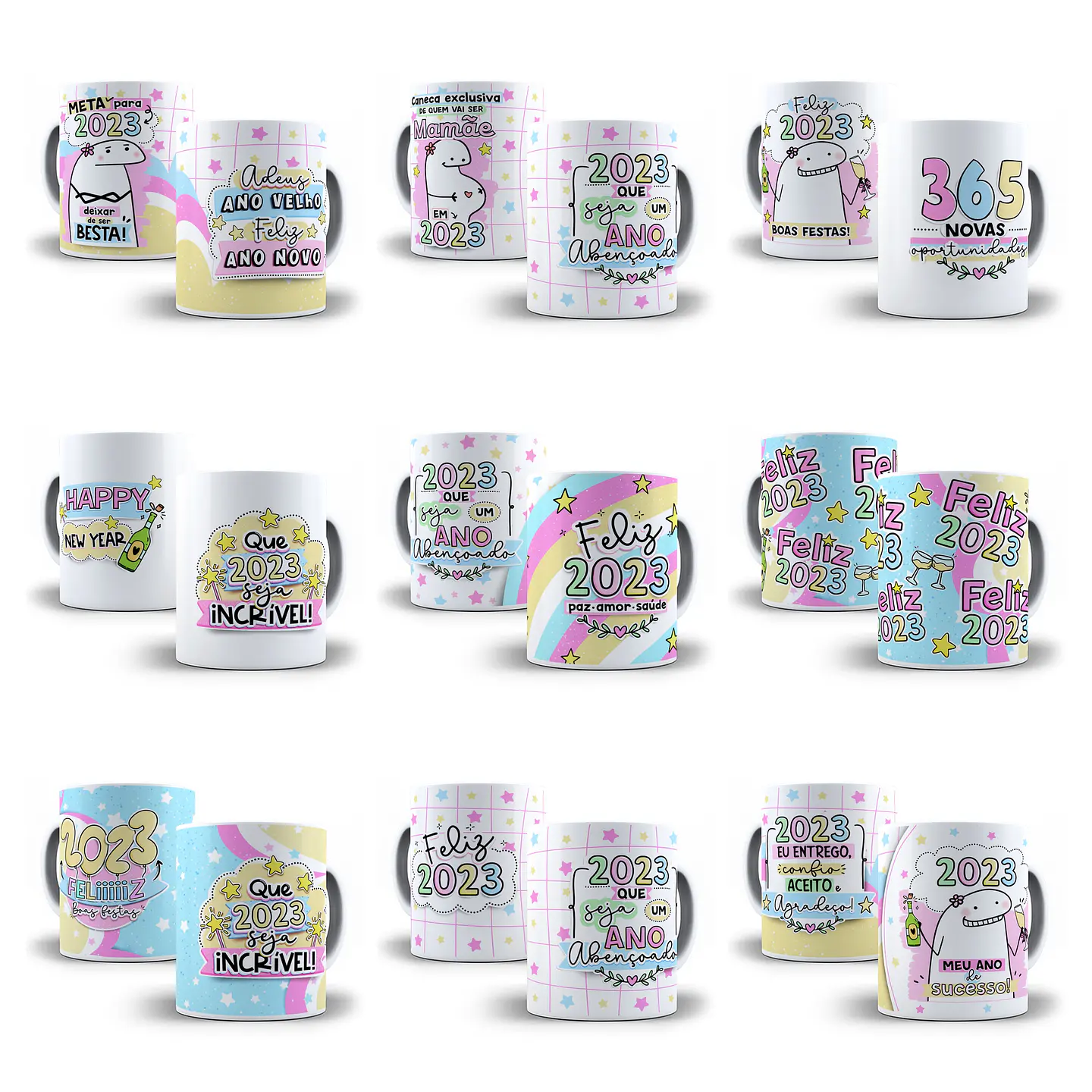 28 Artes Caneca Flork Ano Novo Sublimação Arquivos Png 2