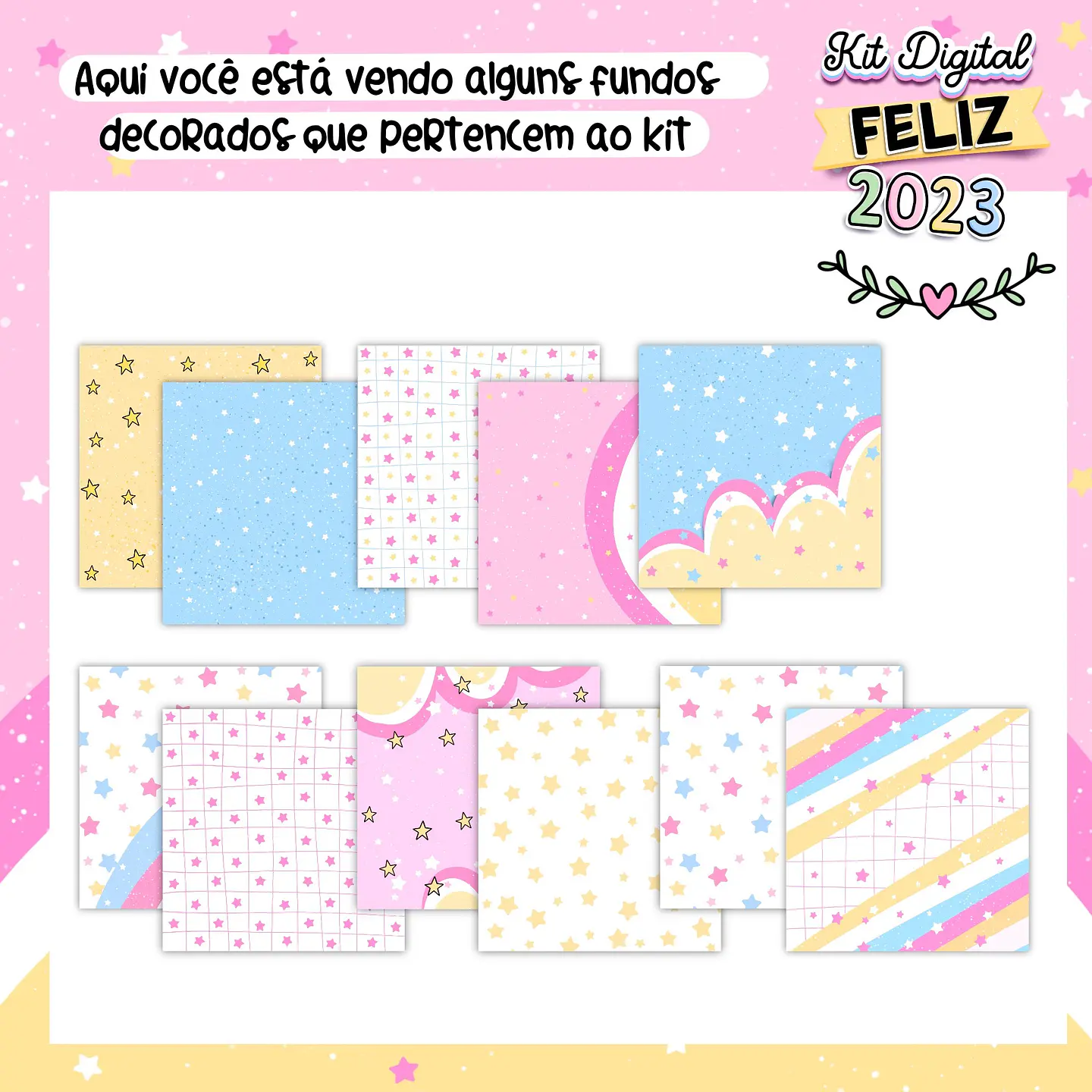 Kit Digital Feliz Ano Novo Flork  2023  Arquivos sem fundo Png  5