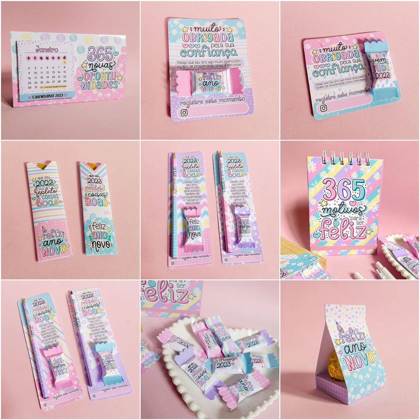 Kit Digital Ano Novo 2023 Lettering Frases Elementos Arquivos sem fundo Png 9