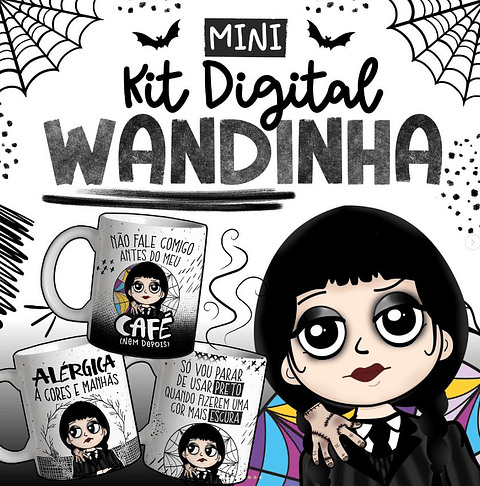 32 Artes Caneca e Camisa Wandinha Jenna Ortega em Corel Draw + Jpg 