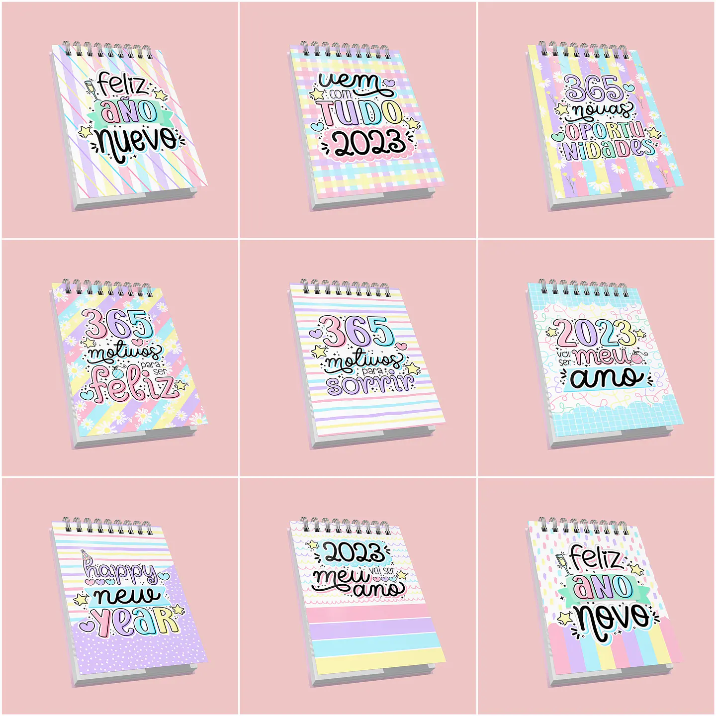 Kit Digital Ano Novo 2023 Lettering Frases Elementos Arquivos sem fundo Png 10