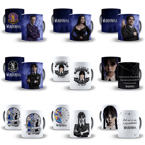 Artes Caneca e Camisa Wandinha Editável Corel Draw + Png 