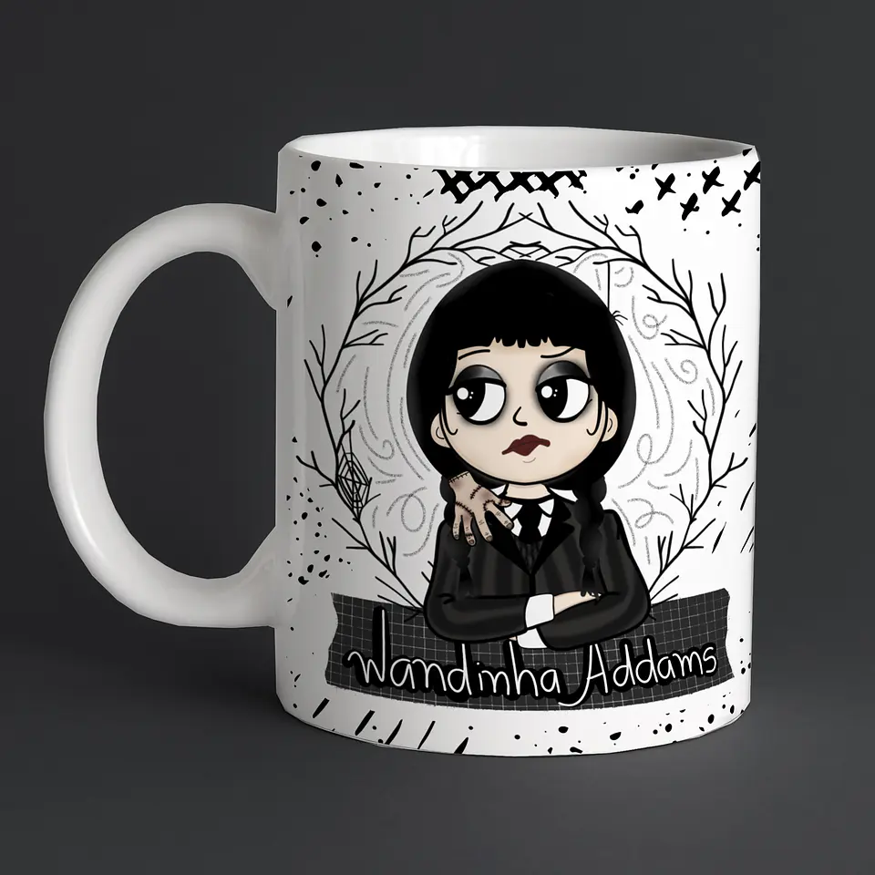 32 Artes Caneca e Camisa Wandinha Jenna Ortega em Corel Draw + Jpg  5