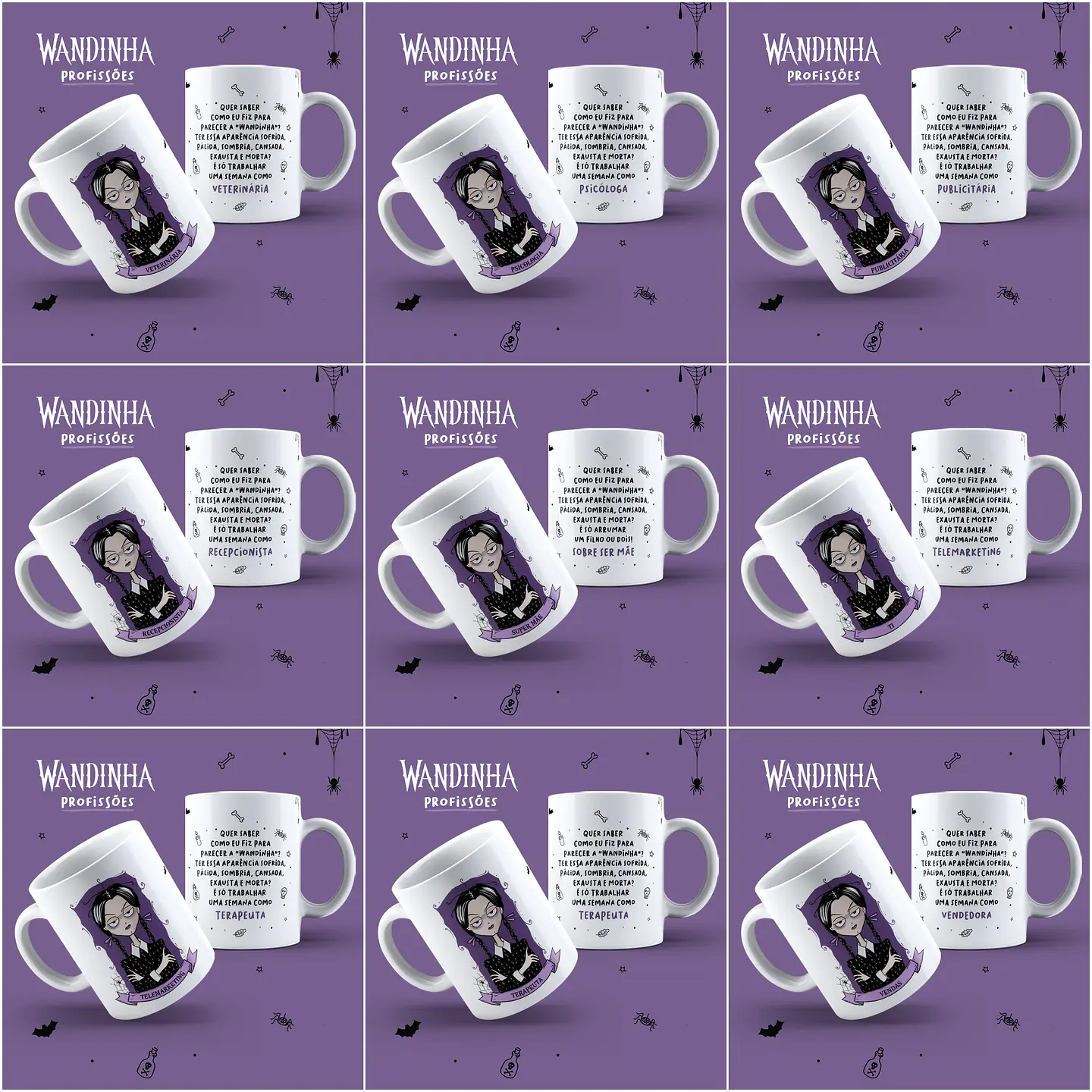45 Artes Caneca Wandinha Jenna Ortega Profissões em Jpg  8